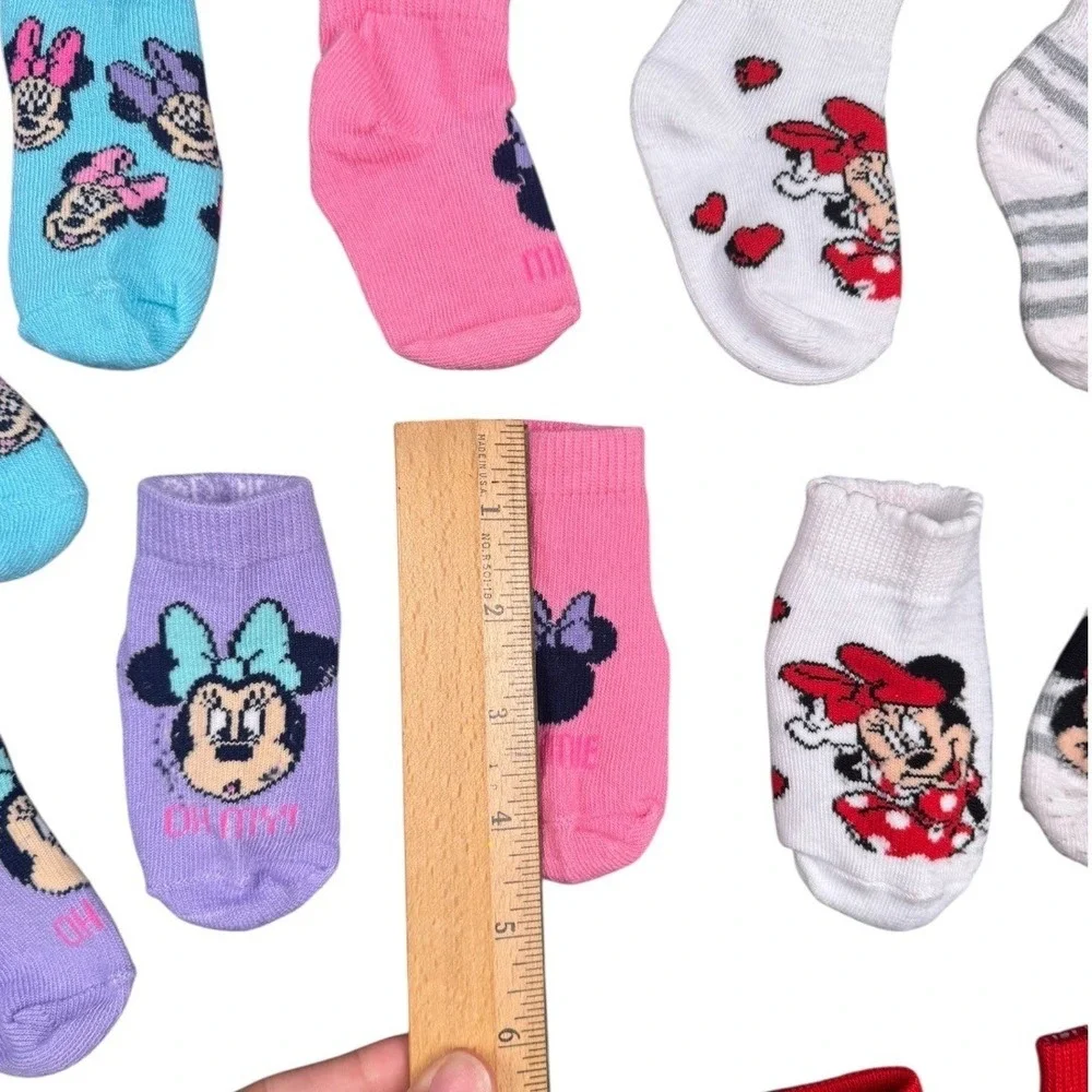 Disney Minnie Mouse Baby Socks 9 Pair Bundle Toddler Girl Cotton Rich Cute‎ 590